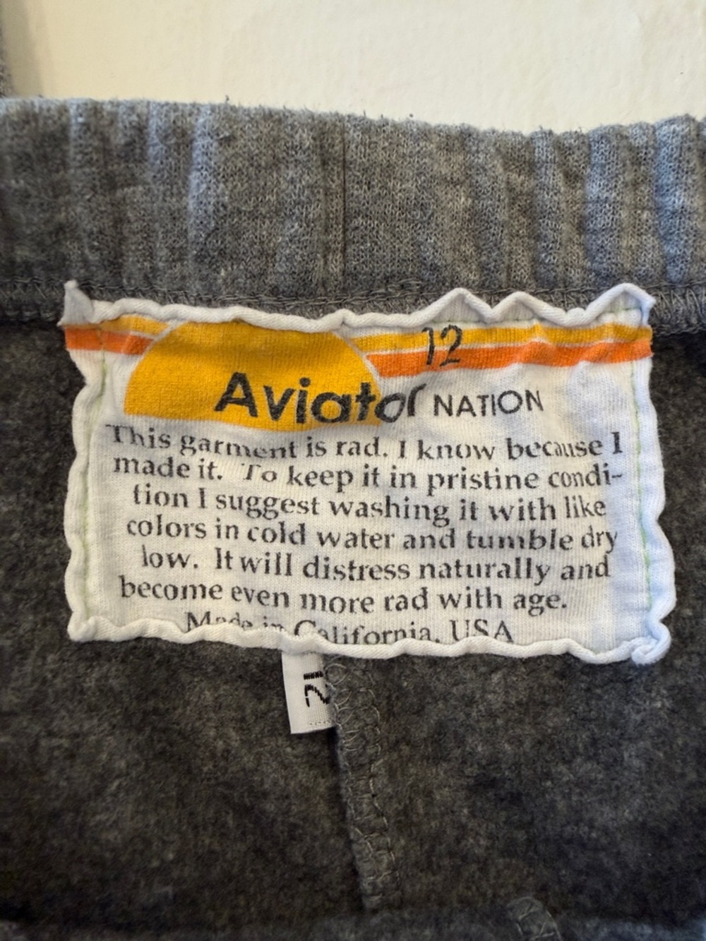 Aviator Nation Kids Gray Sweatpants with Blue Stripe size 12 - Picture 3 of 4